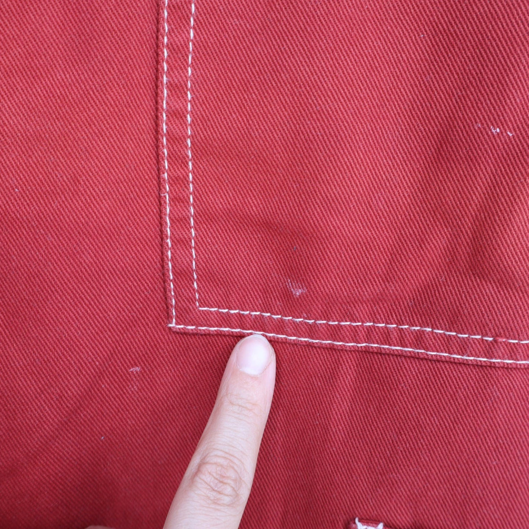 Garage Red Carpenter Pants White Contrast Stitch Utility Straight Leg Size 7