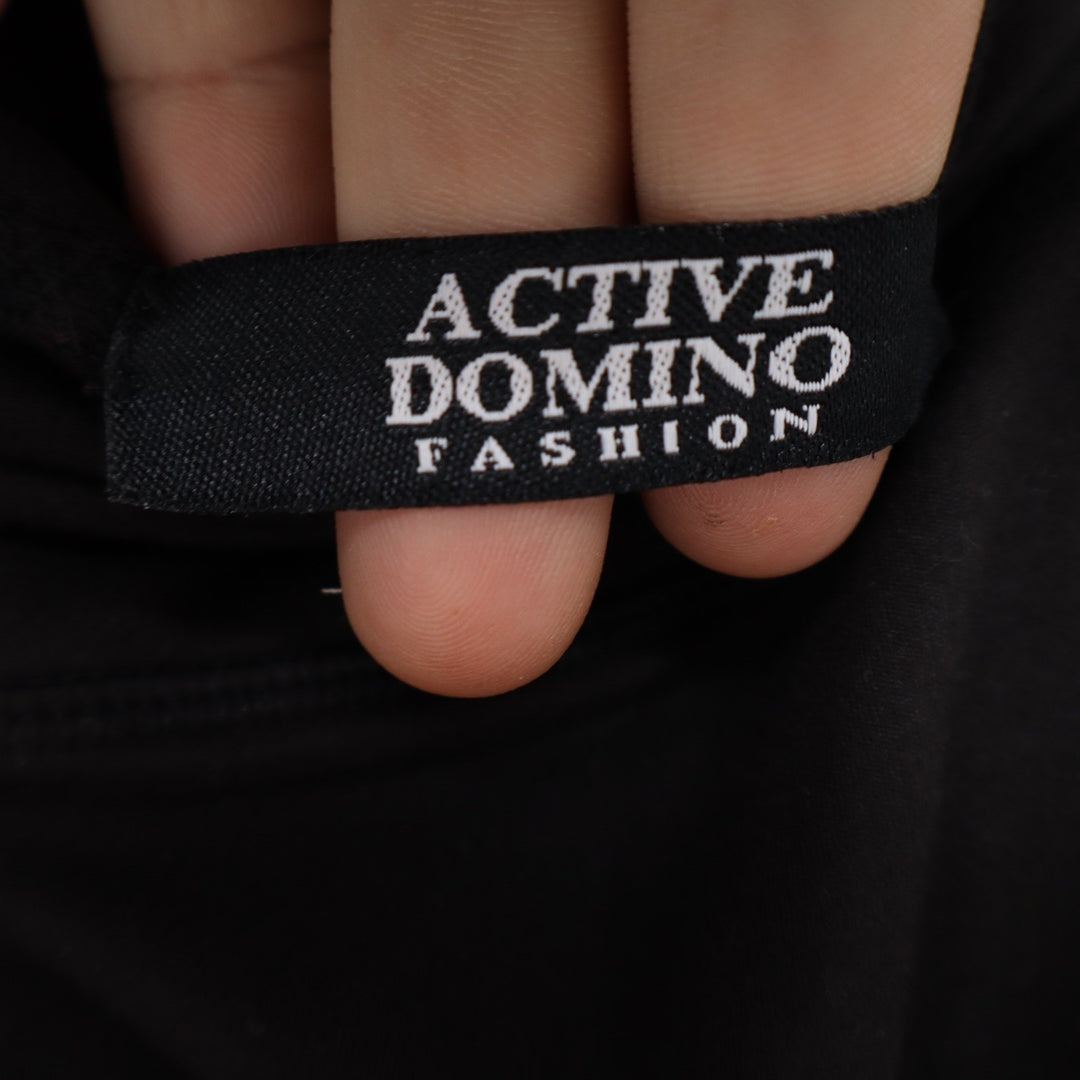 Active Domino Fashion Black Crossover V-Waist Yoga Pants Side Pockets Bootcut