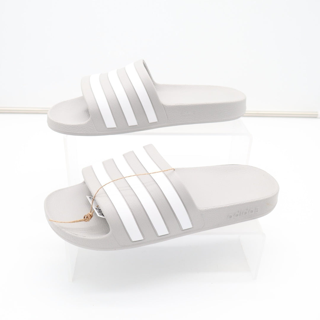 Adidas Adilette Aqua Slide Unisex US M7/W8 Gray White Striped Slip On Sandals