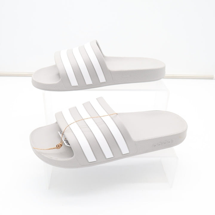 Adidas Adilette Aqua Slide Unisex US M7/W8 Gray White Striped Slip On Sandals
