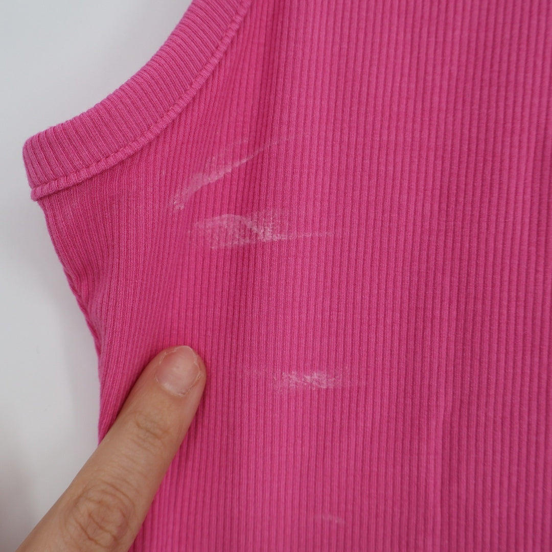 Heatherly Bodysuit One Piece Women XL Pink Stretch Rib Knit Crew Neck Sleeveless