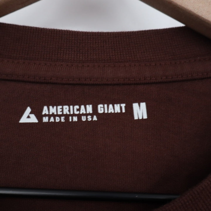 American Giant Tee Shirt Mens Medium Chicory Coffee Jersey Cotton Ribbed Cuffs