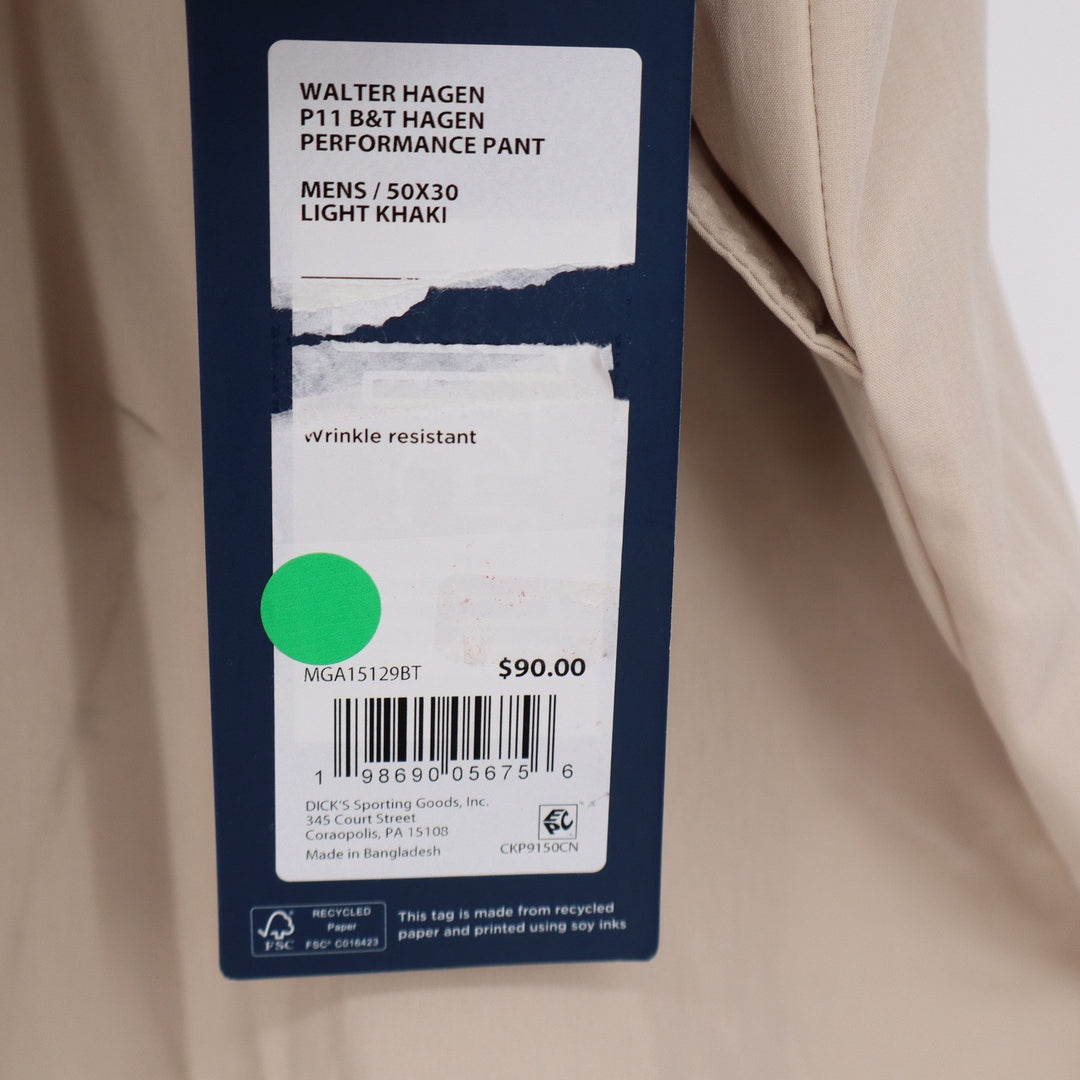 Walter Hagen Performance 11 Golf Pants Mens 50x30 Light Khaki Big & Tall