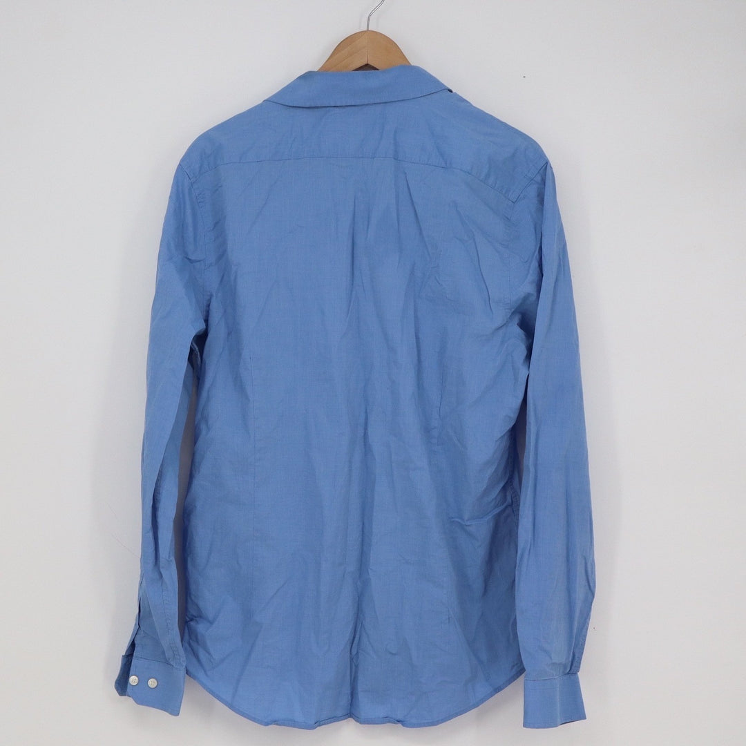 Express 1MX Slim Fit Mens Blue Button Down Shirt Long Sleeve Size L 16-16.5
