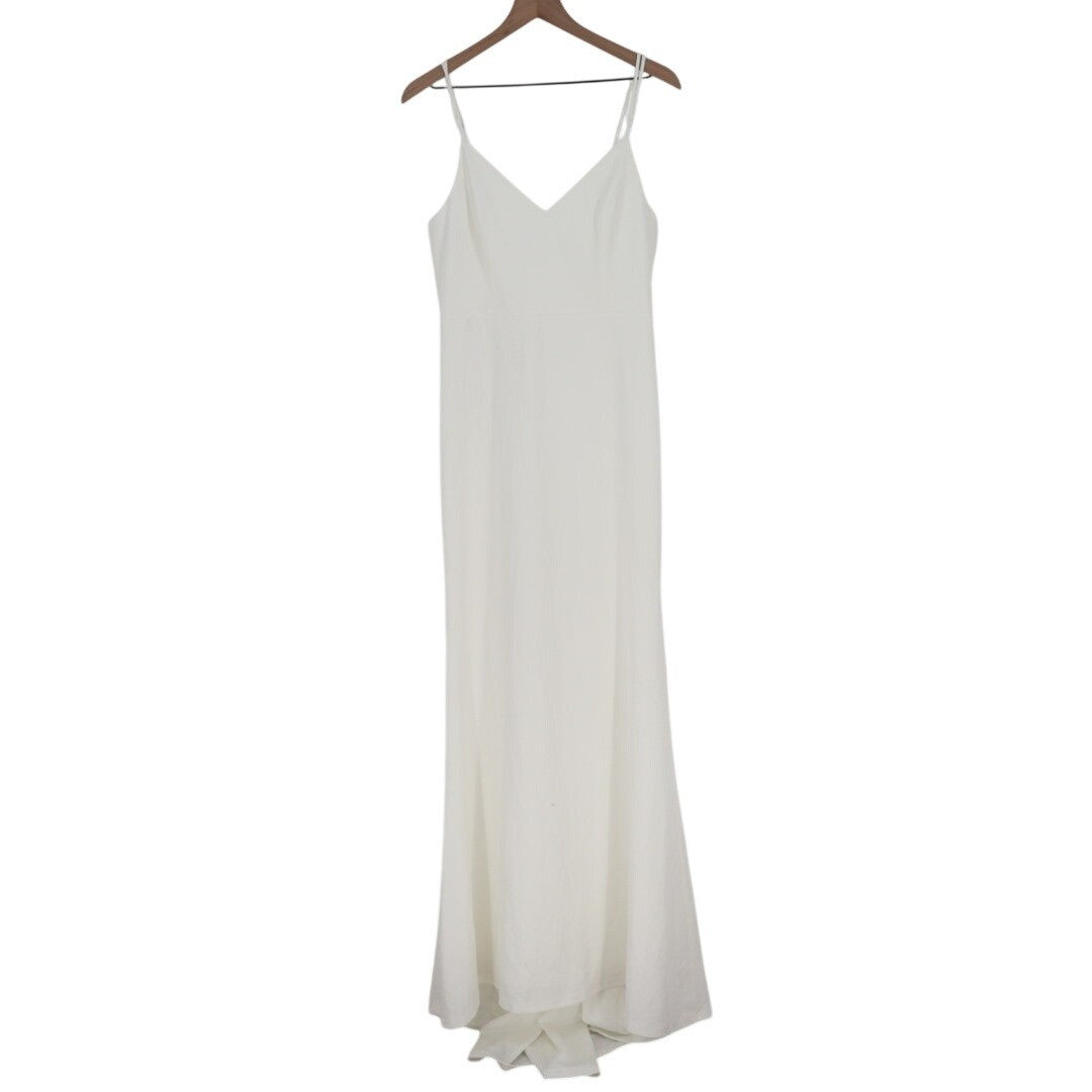 Lulus Feeling of Forever Maxi Dress Womens L White Back Button Spaghetti Strap