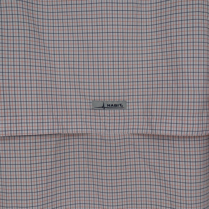 Habit Mens Short Sleeve Plaid Fishing Shirt L G Solar-Factor White Orange Navy