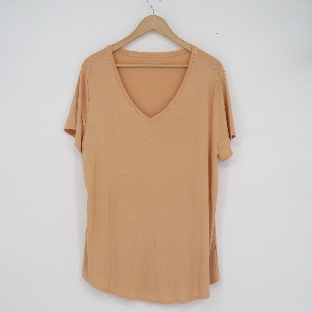 Amazon Essentials Womens XL Apricot Orange V-Neck Short Sleeve T-Shirt Relaxed