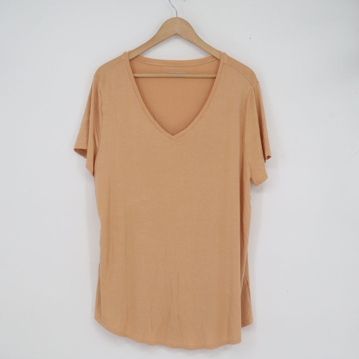 Amazon Essentials Womens XL Apricot Orange V-Neck Short Sleeve T-Shirt Relaxed