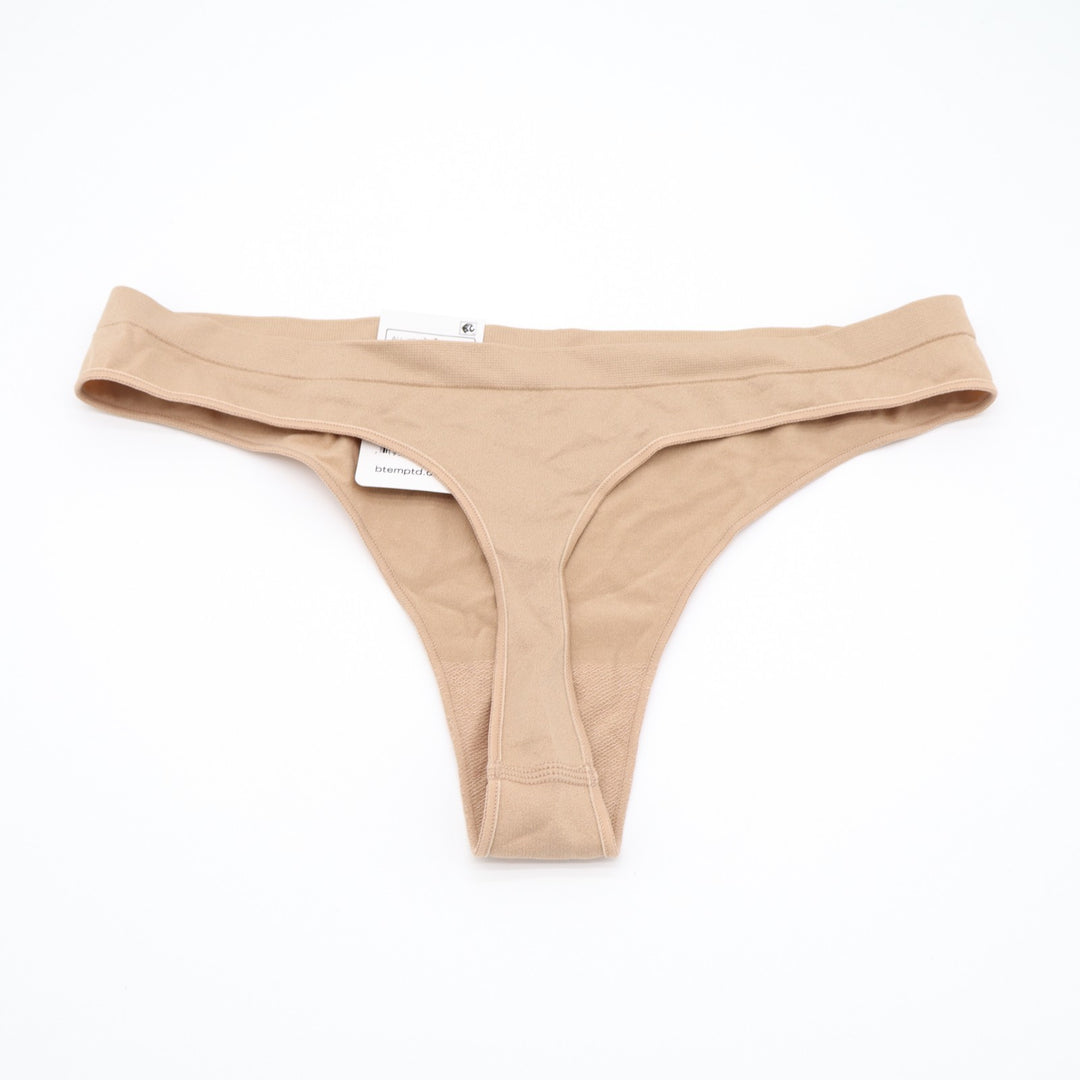 B.tempt'd by Wacoal Comfort Intended Thong Underwear Womens Medium Beige Stretch