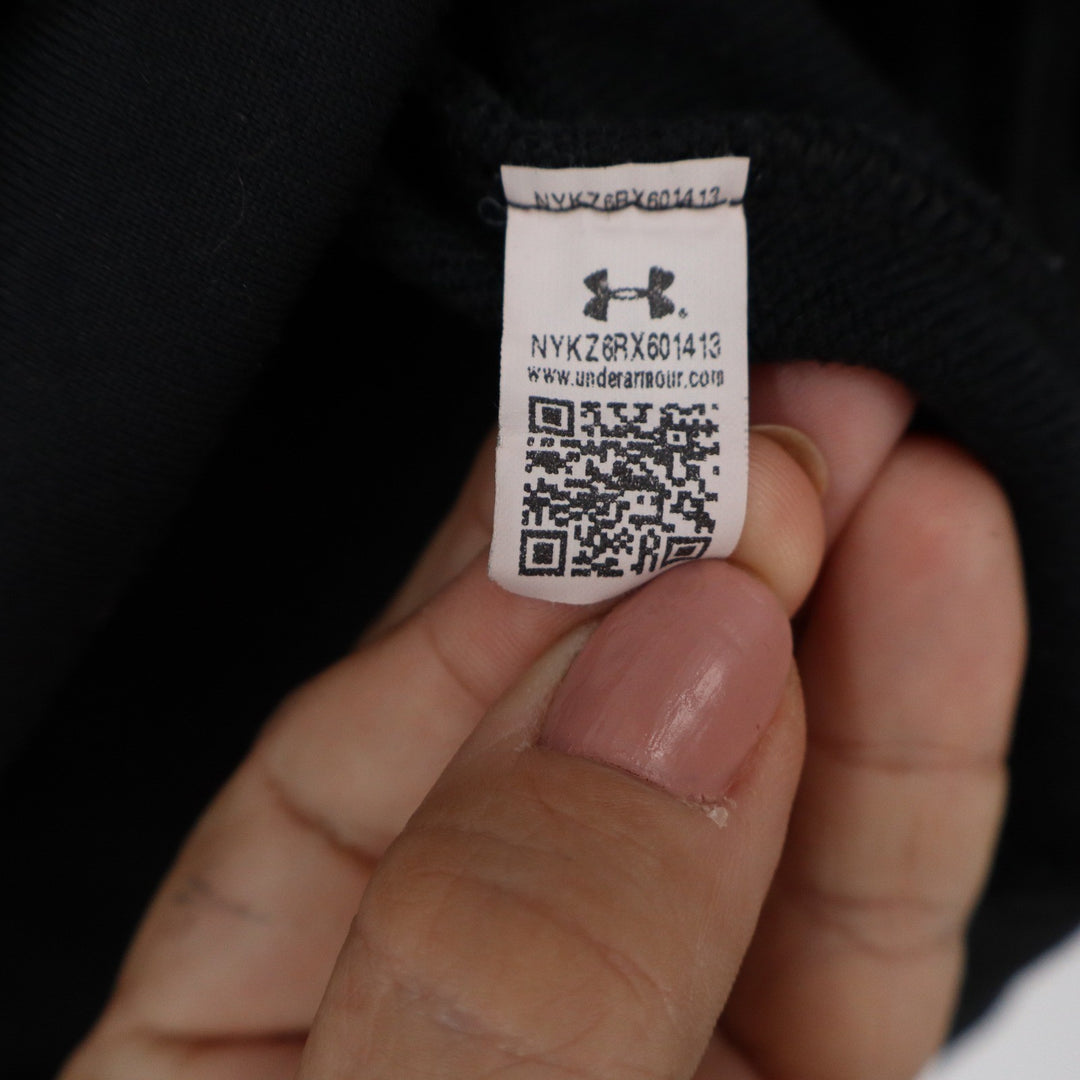 Under Armour Womens XL Black Mesh Logo Cropped Loose Pullover Hoodie