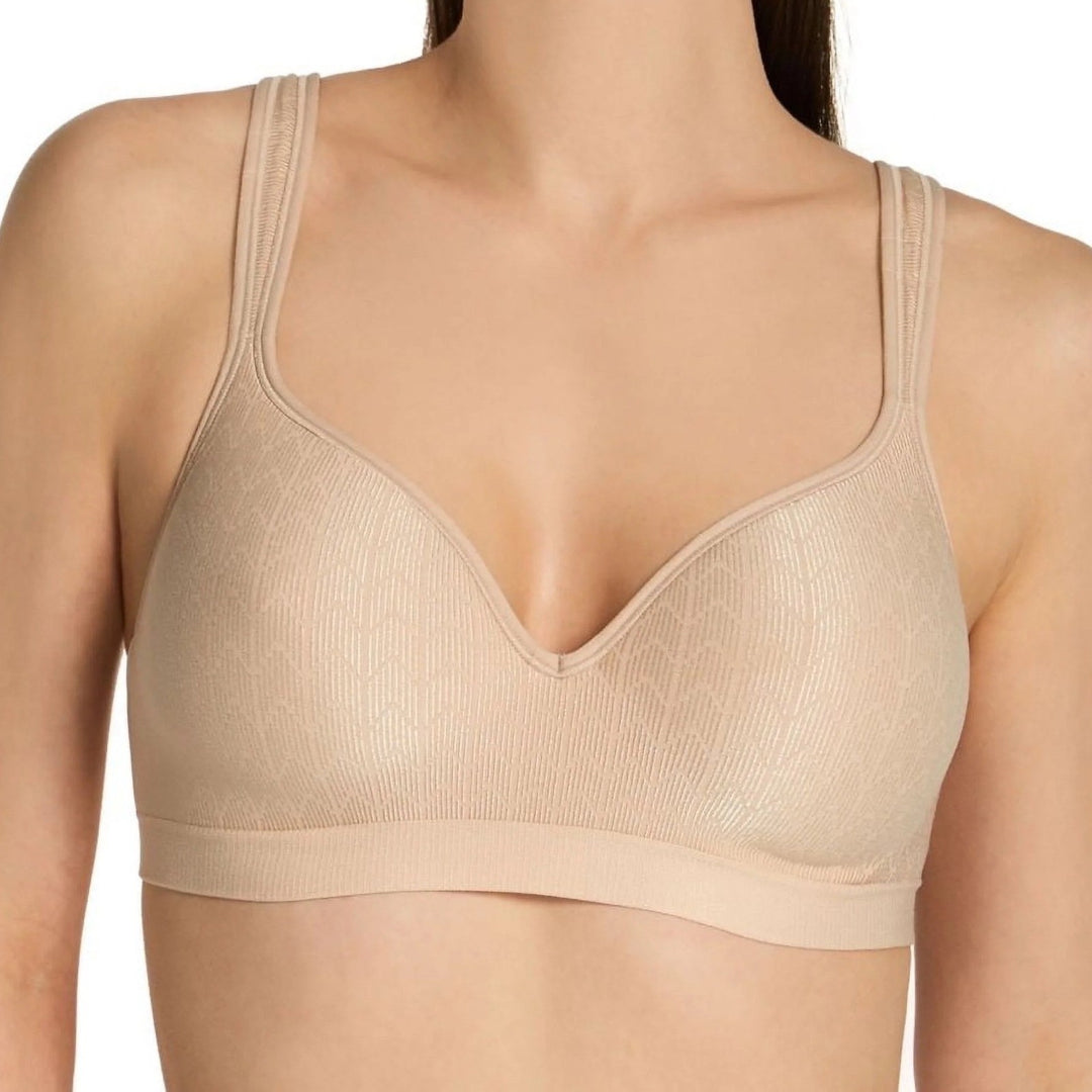 Bali Comfort Revolution Bra Womens 36B Almond Zag Wirefree Adjustable Strap