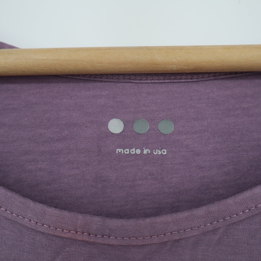 Three Dots T-Shirt Womens Small Purple Cotton Long Sleeve Round Neck Pullover