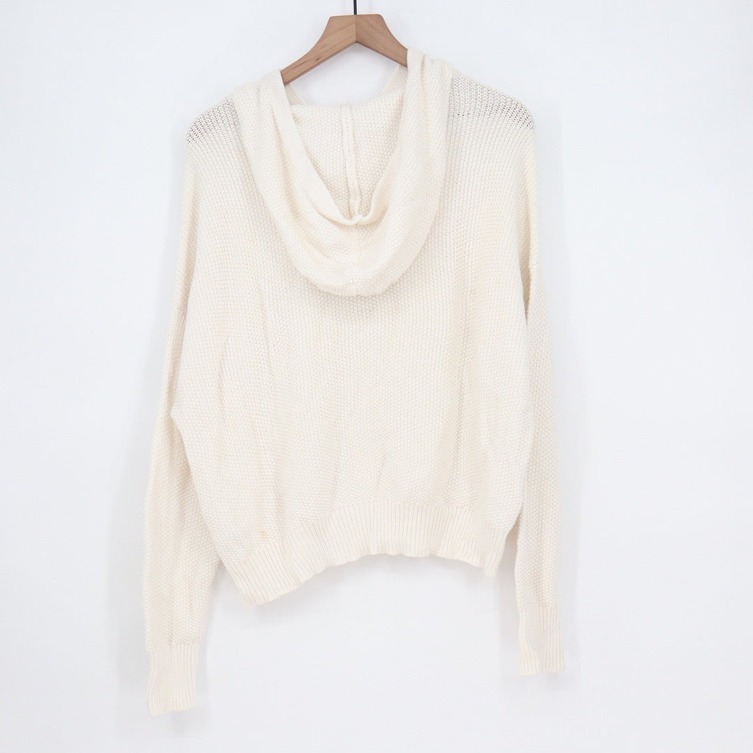 Lucky Brand Cream Knit Pullover Hoodie Sweater Cotton Blend Large KLC4206