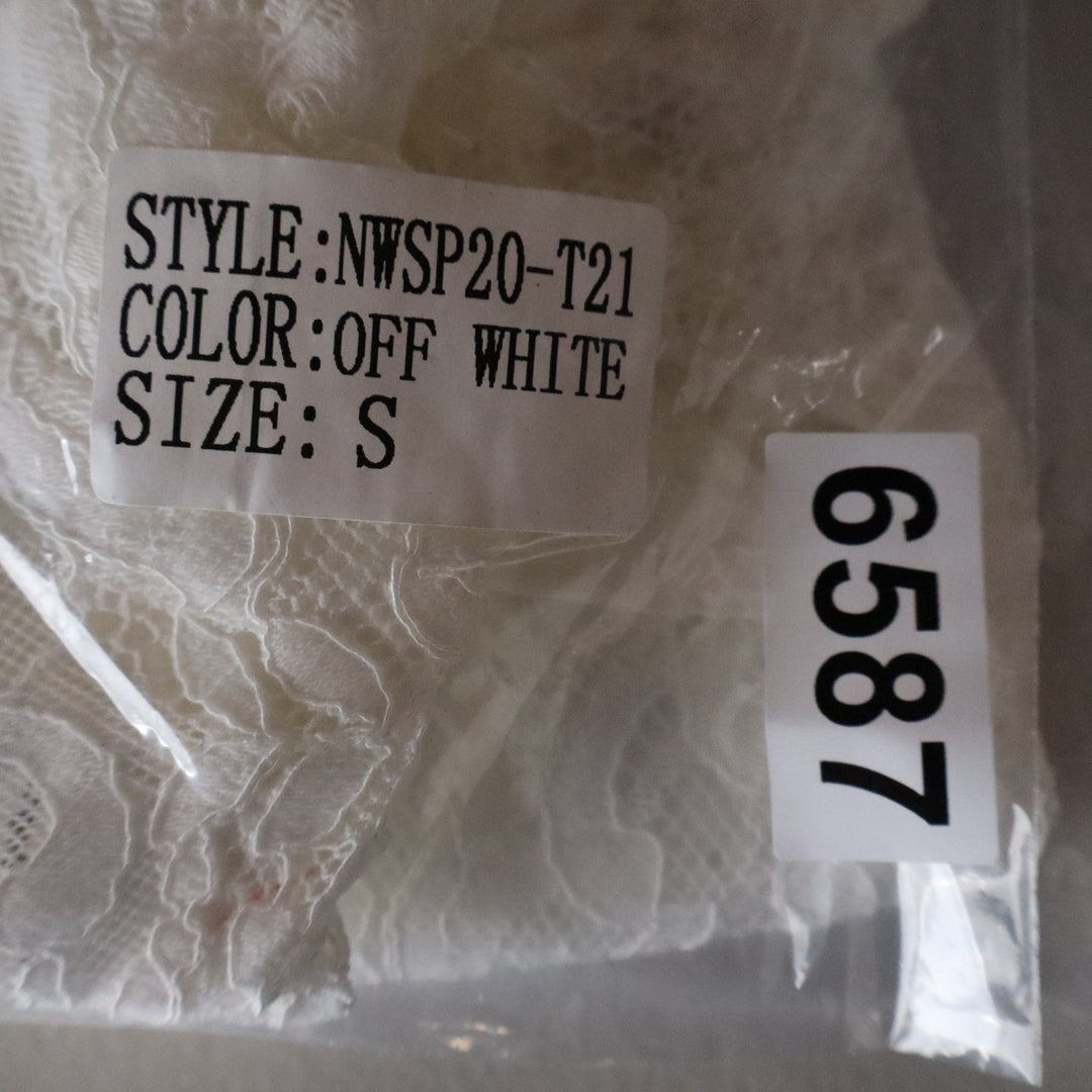 Naked Wardrobe Off White Lace Ruffle Statement Crop Top NWSP20-T21 Small