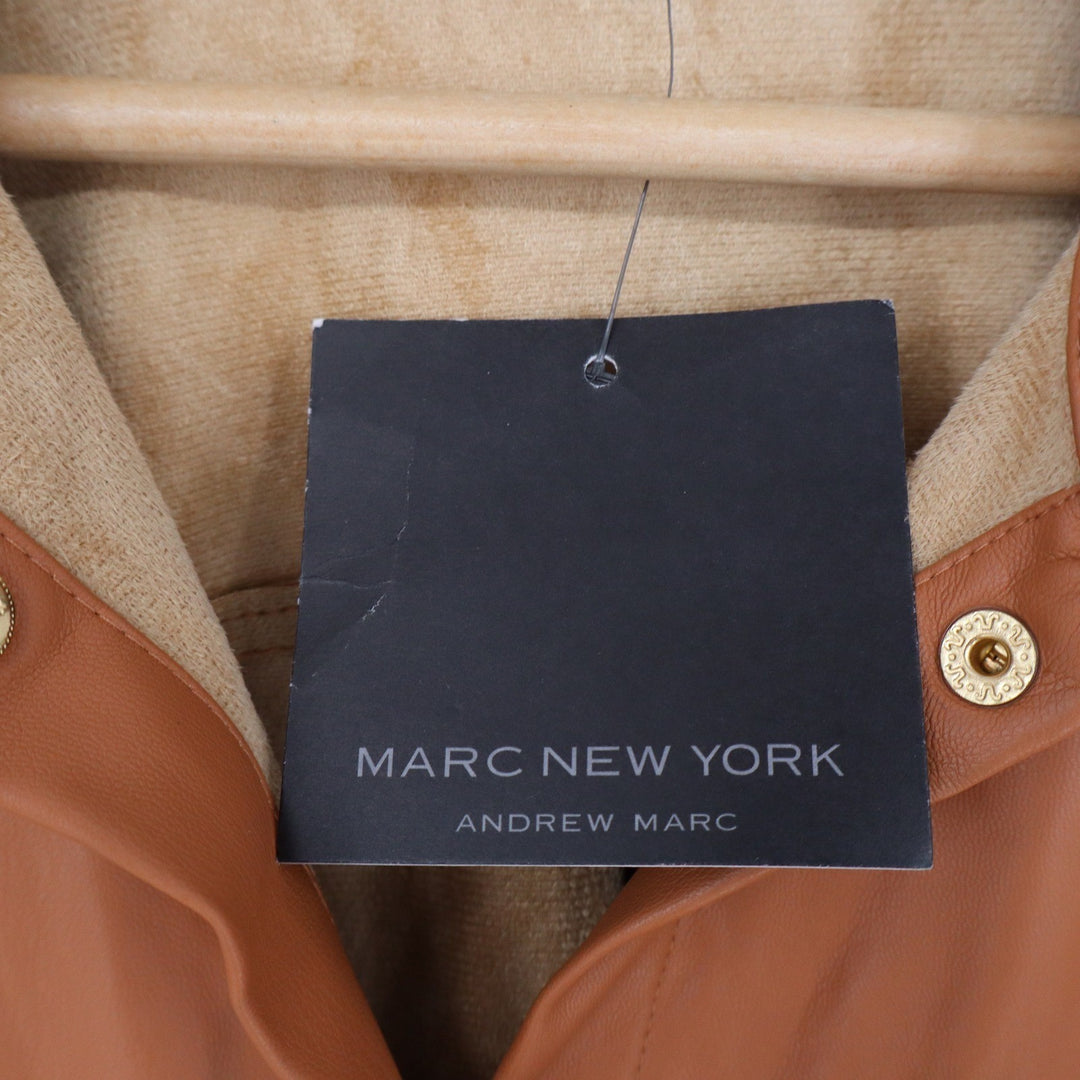 Marc New York Tan Faux Leather Button Front Shirt Dress