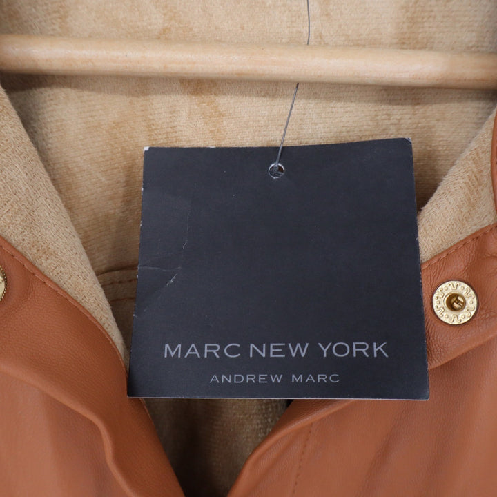 Marc New York Tan Faux Leather Button Front Shirt Dress