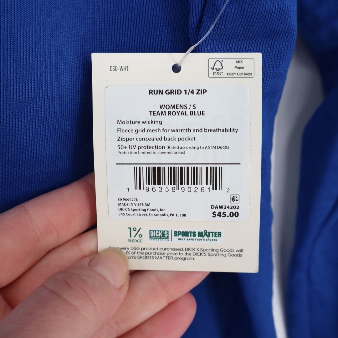 DSG Womens Run Grid 1/4 Zip Pullover Team Royal Blue Small