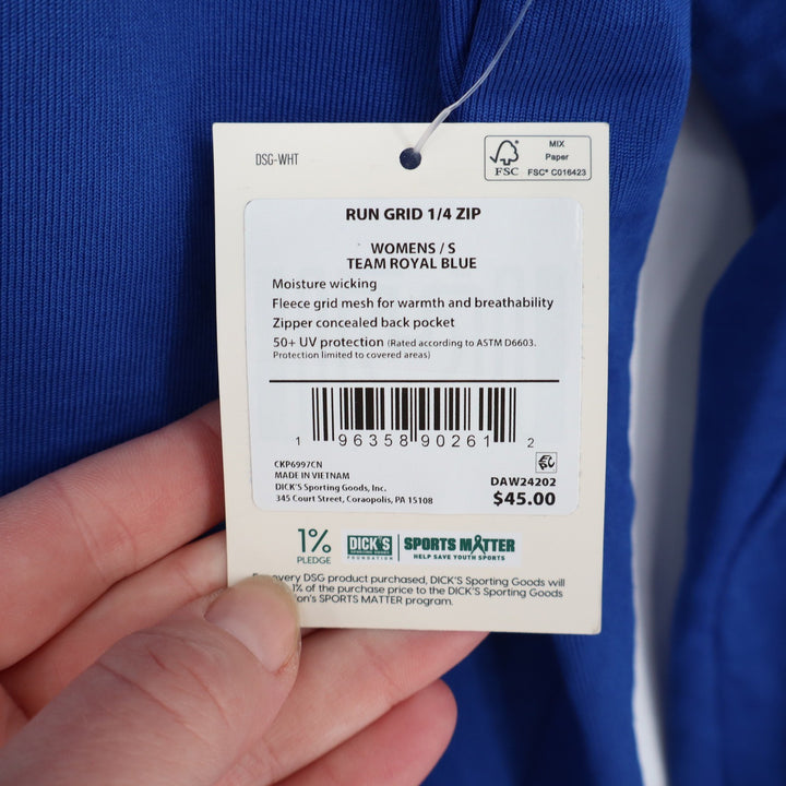 DSG Womens Run Grid 1/4 Zip Pullover Team Royal Blue Small