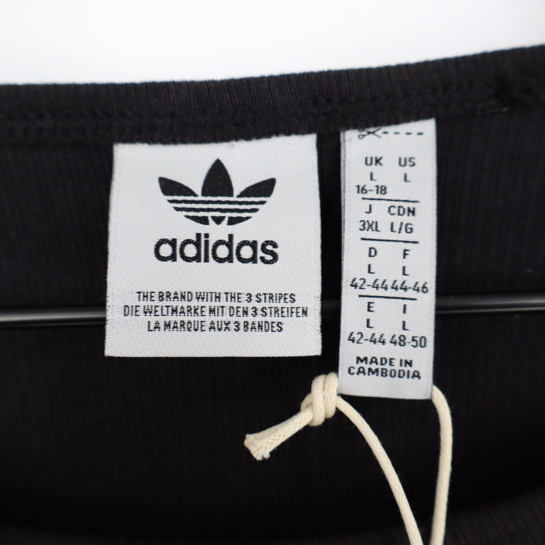 Adidas Originals Women Black Ribbed Long Sleeve Crop Top Size L NEW