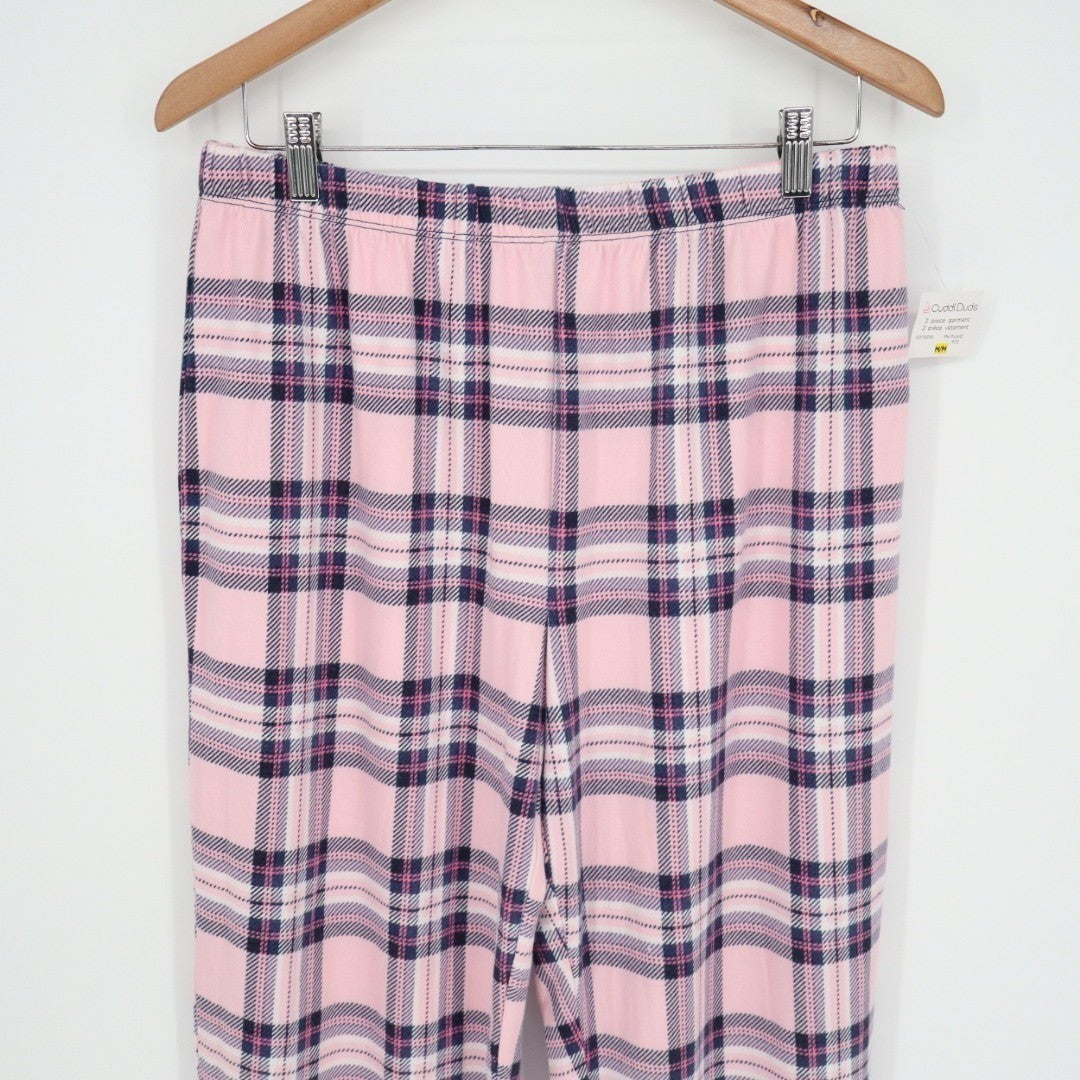 Cuddl Duds Pajama Pants Womens Medium Multi Plaid Tapered Leg Elastic Waist