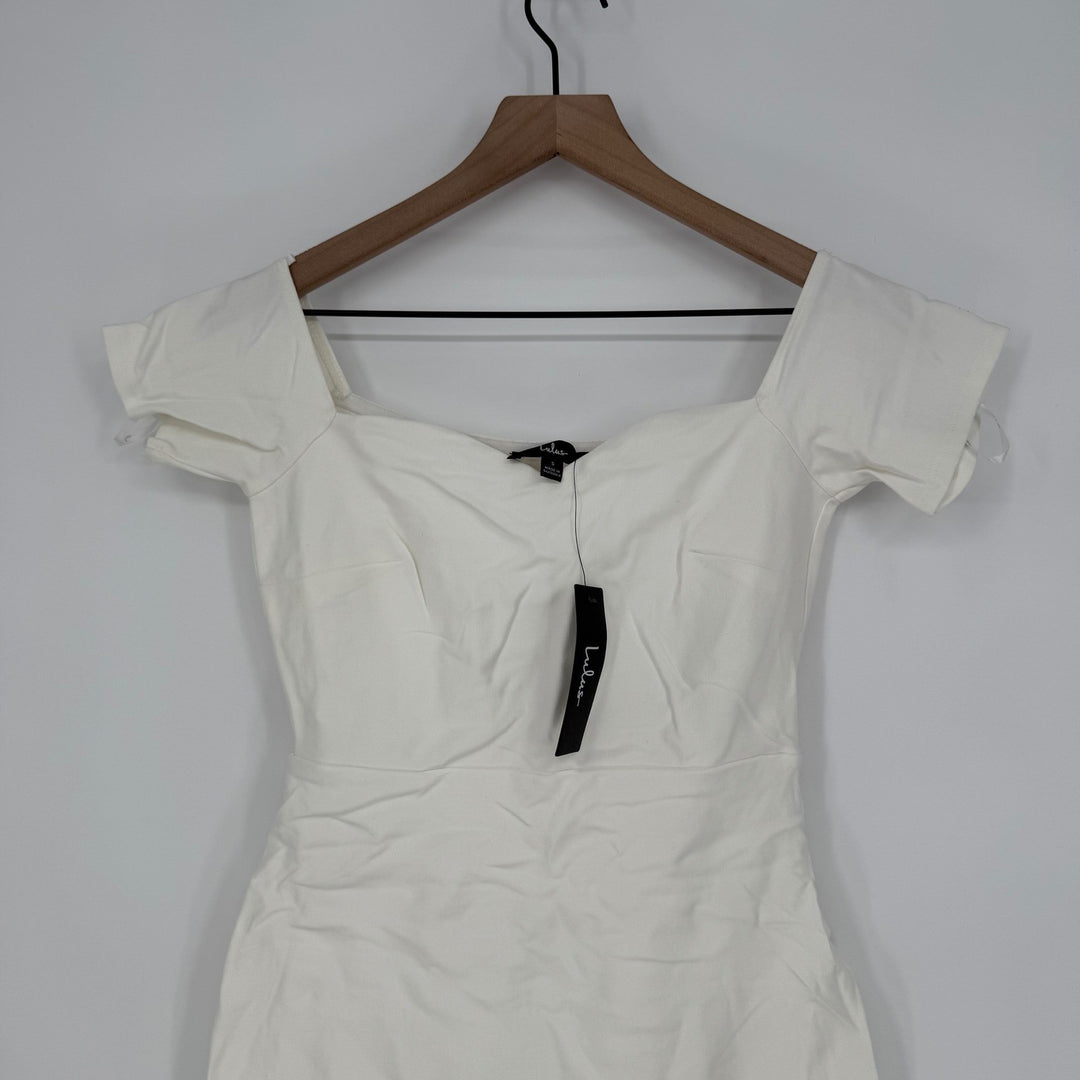 Lulus How Much I Care Ivory Off-The-Shoulder Midi Dress Size S