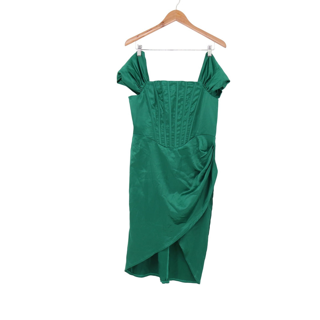 Unbranded Dress Womens XL Corset Wrap Green Satin Draped Excellent