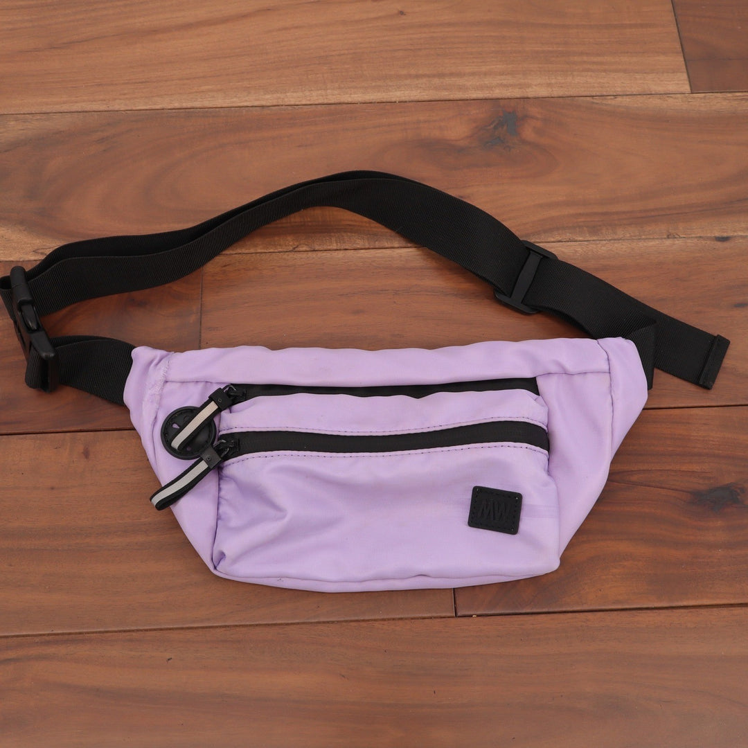 MW Lavender Purple Nylon Fanny Pack Waist Bag Adjustable Strap 3-Pocket