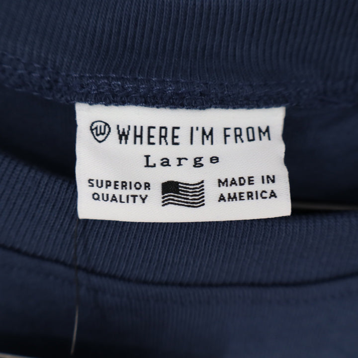 Where I'm From Boston USA Easy Tee Navy Blue Graphic T-Shirt Mens Large