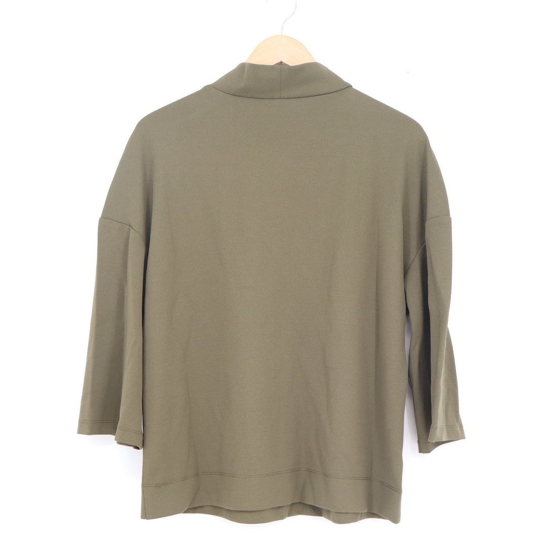 Halston Womens Mock Neck 3/4 Sleeve Top Olive Green Size S