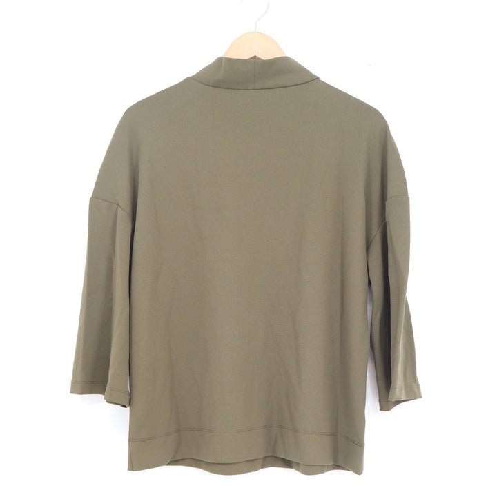 Halston Womens Mock Neck 3/4 Sleeve Top Olive Green Size S