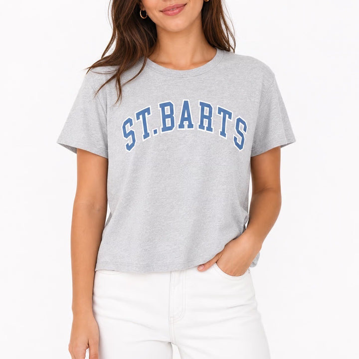 Zoe + Liv St. Barts Graphic T-Shirt XXL Heather Grey Short Sleeve Crew Neck Tee