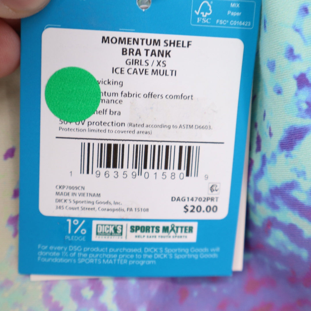 DSG Girls Momentum Shelf Bra Tank Ice Cave Multi XS 6-7