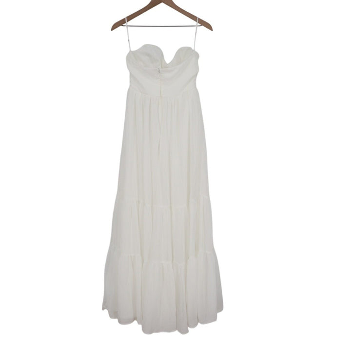 Lulus Special Moment Bustier Maxi Dress Womens Medium White Strapless Sweetheart