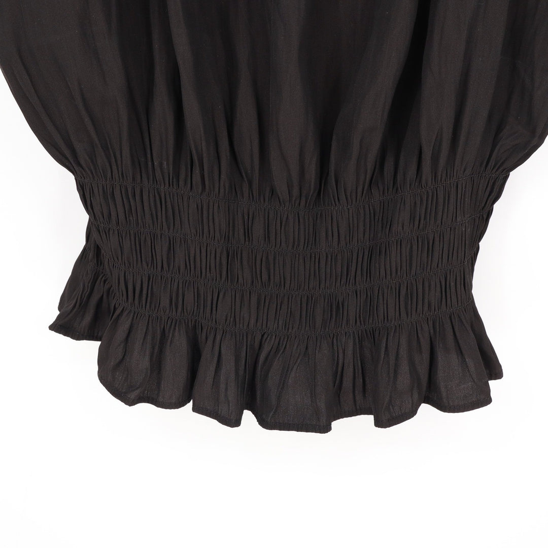 Catherine Malandrino Womens Black Smocked Waist Ruffle Hem Sleeveless Blouse L