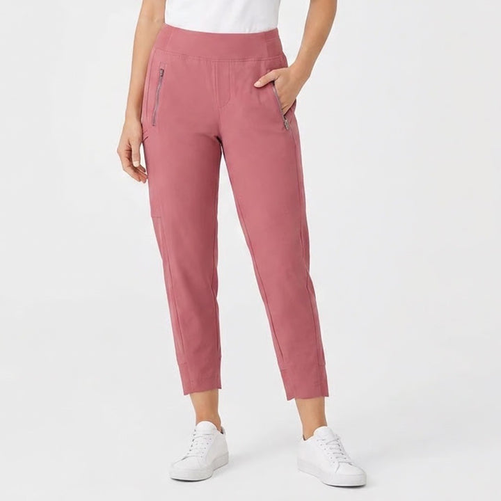 Athleta Athletic Pants Womens 4P Rose Pink Stretch Zip Front Pockets Skinny Leg