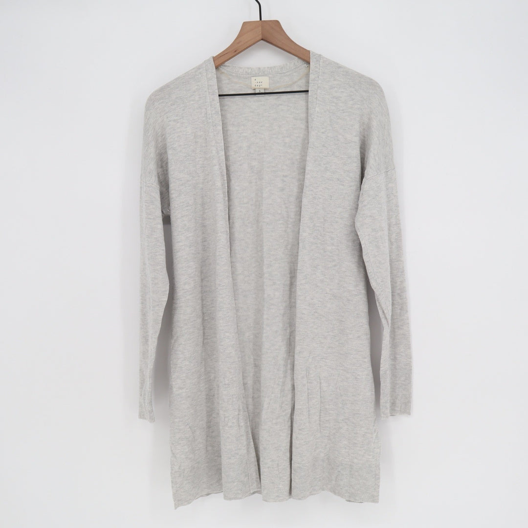 A New Day Womens Light Grey Open Front Longline Cardigan Sweater Large