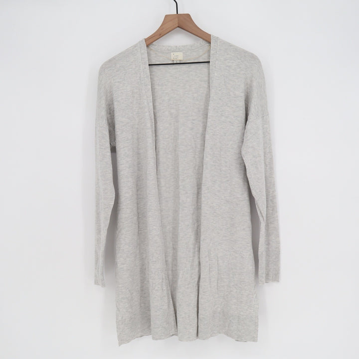 A New Day Womens Light Grey Open Front Longline Cardigan Sweater Large