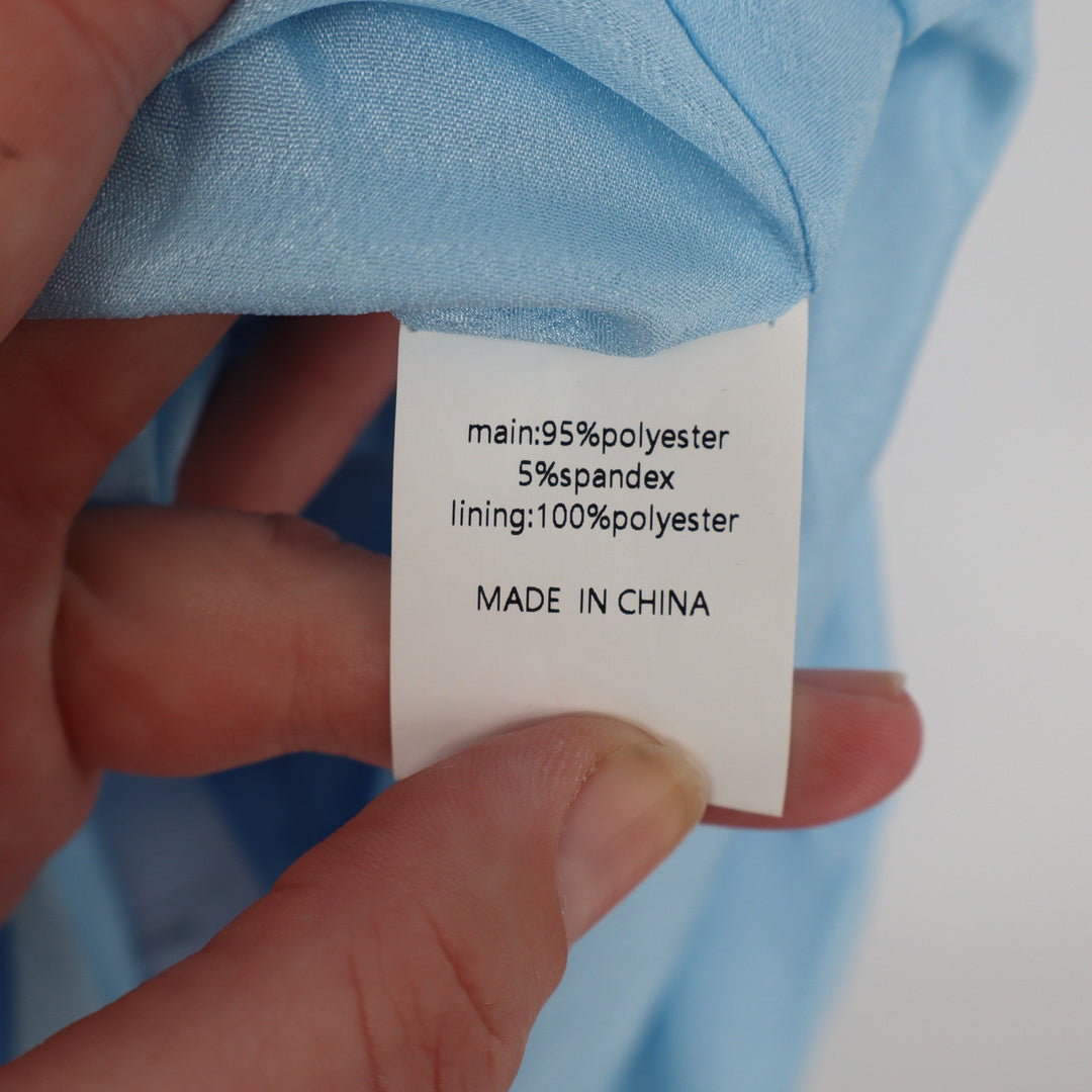 Showpo More Than This Midi Dress Light Blue Ruffle Strap Thigh Split US 0