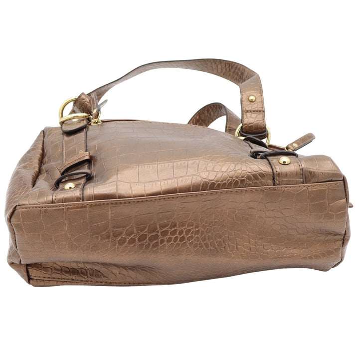 Rosetti Shoulder Bag Womens Medium Croc Embossed Bronze Faux Leather Excellent
