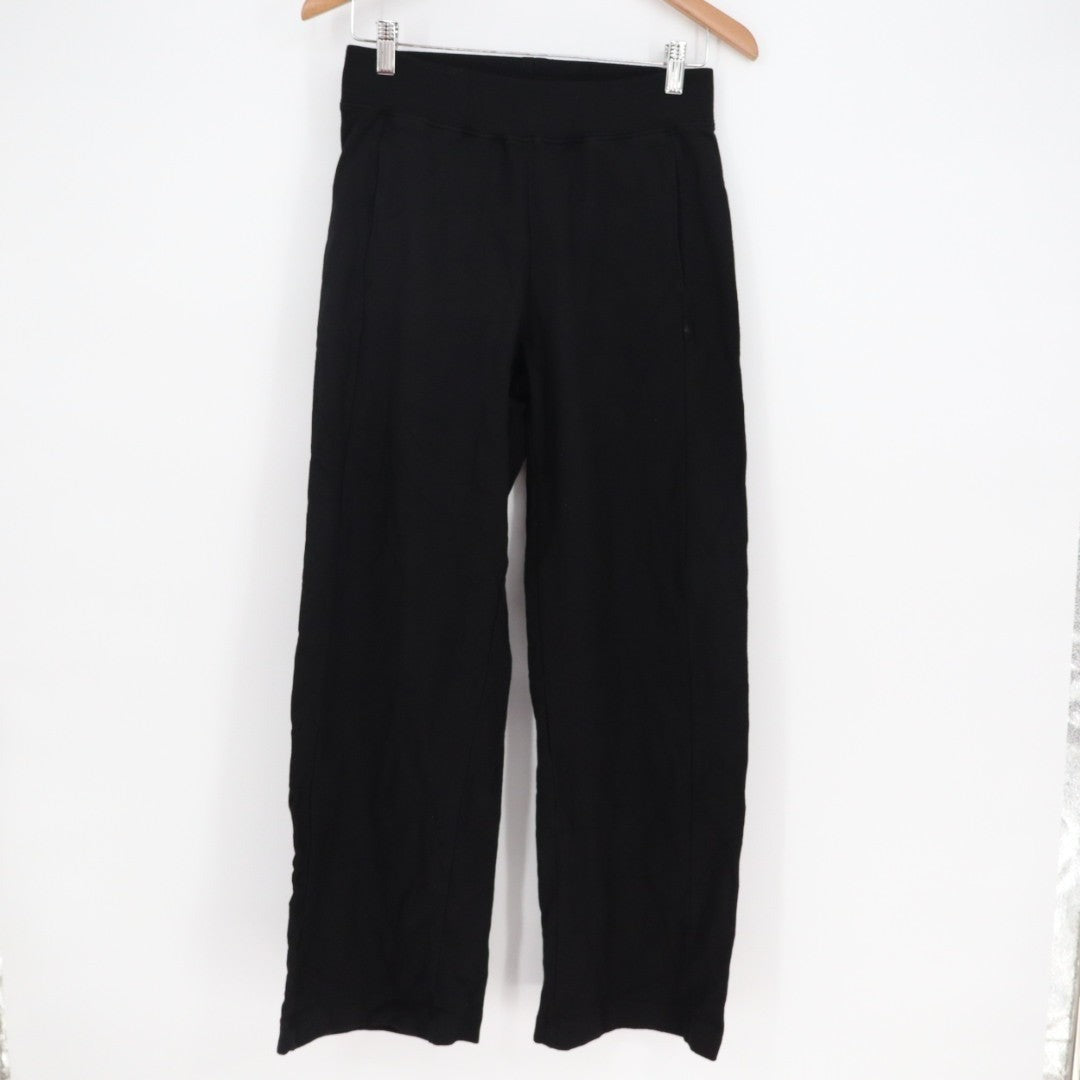 American Giant Ponte Straight Pants Womens Small Black Cotton Logo Relaxed Fit