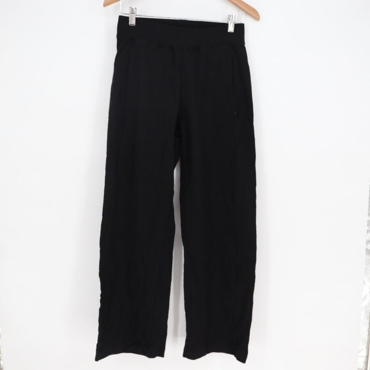 American Giant Ponte Straight Pants Womens Small Black Cotton Logo Relaxed Fit