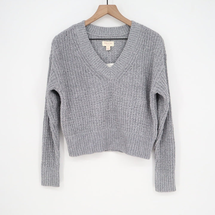 State of Day Intimates Pajama Top Womens Small Gray Open Knit Pullover Sleepwear