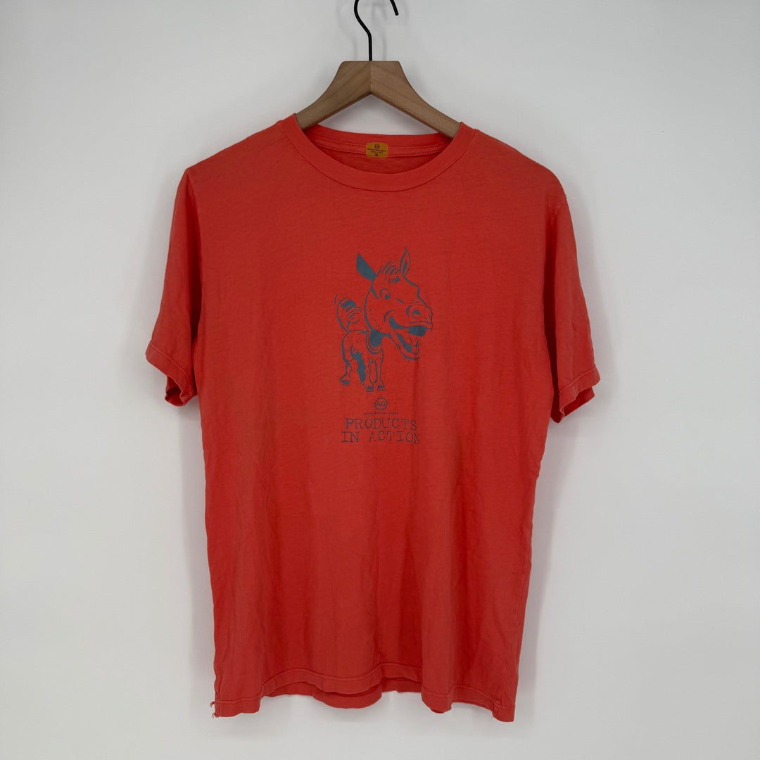 AG Adriano Goldschmied Mens T Shirt Orange Donkey Graphic Crew Neck Made in USA