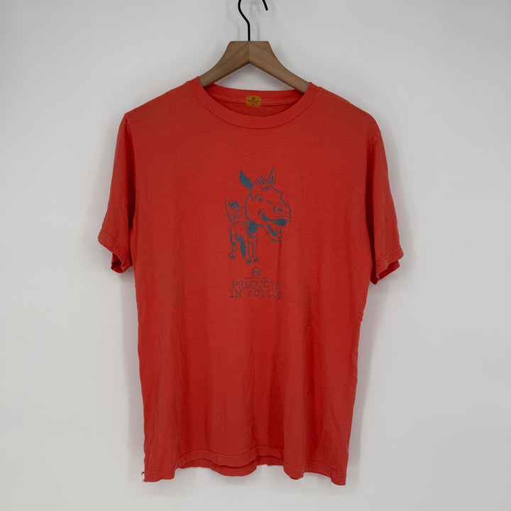 AG Adriano Goldschmied Mens T Shirt Orange Donkey Graphic Crew Neck Made in USA