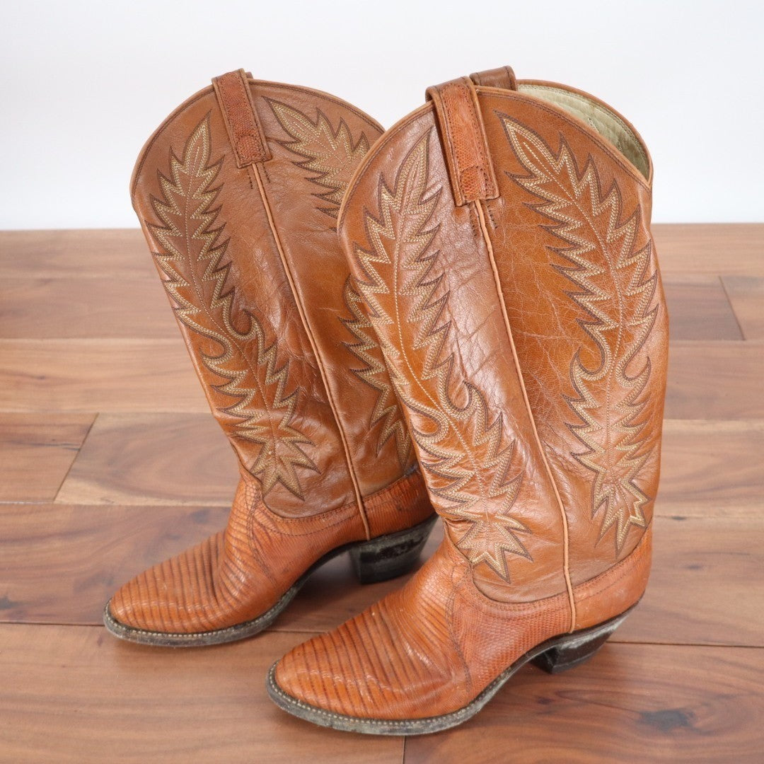 Dan Post Teju Lizard Western Mens 6D Dark Brown Leather Embroidered Cowboy Boots