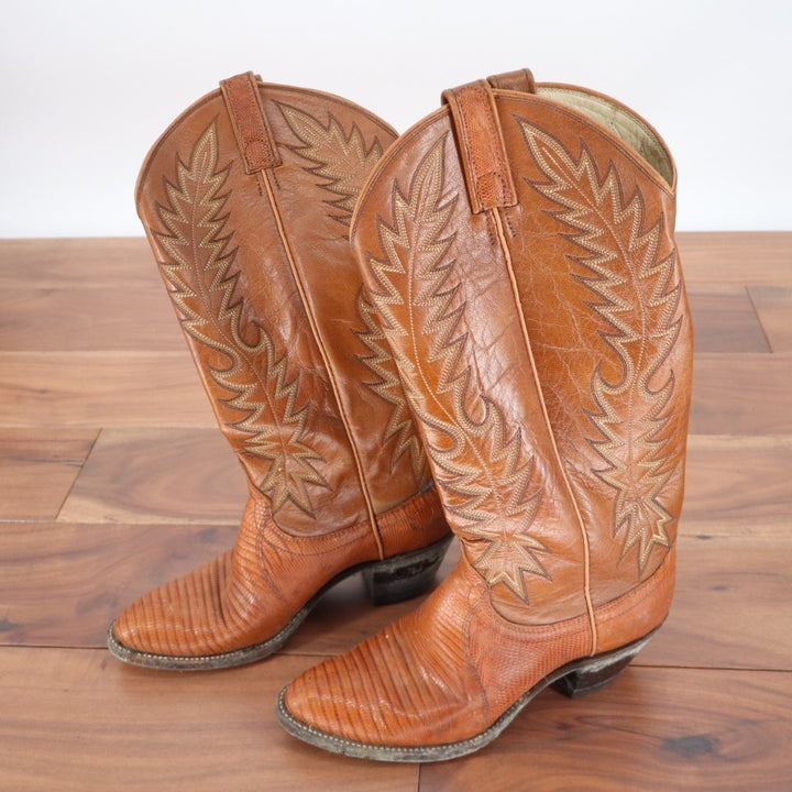Dan Post Teju Lizard Western Mens 6D Dark Brown Leather Embroidered Cowboy Boots