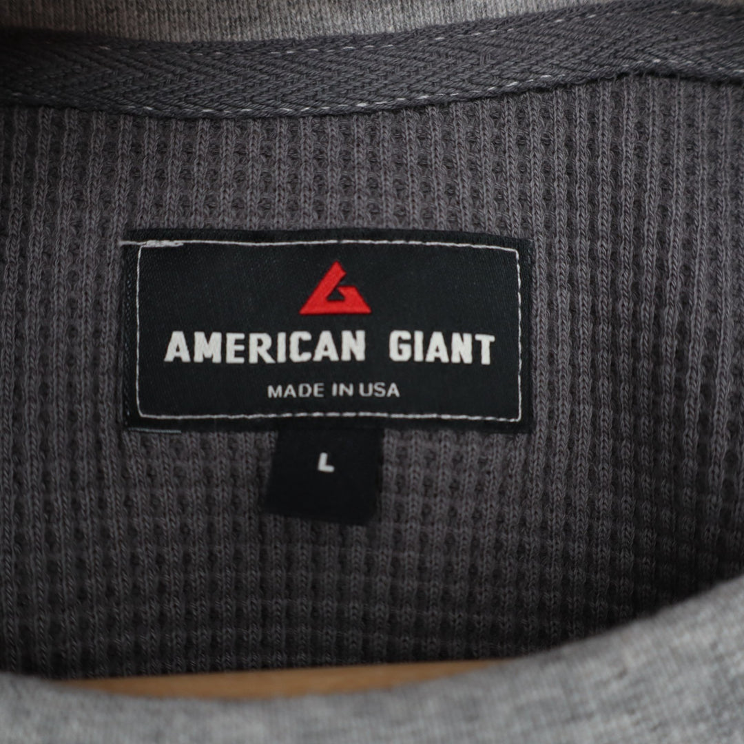 American Giant Colorblock Summit T-Shirt Mens Large Gray Waffle Knit Pullover