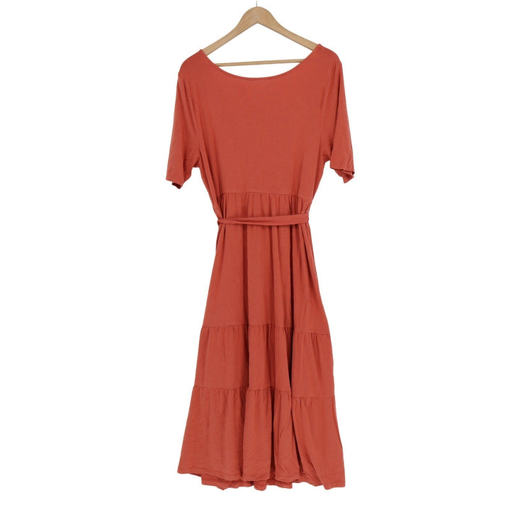 Isabel Maternity by Ingrid & Isabel Rust Tiered Midi Dress XL Short Sleeve