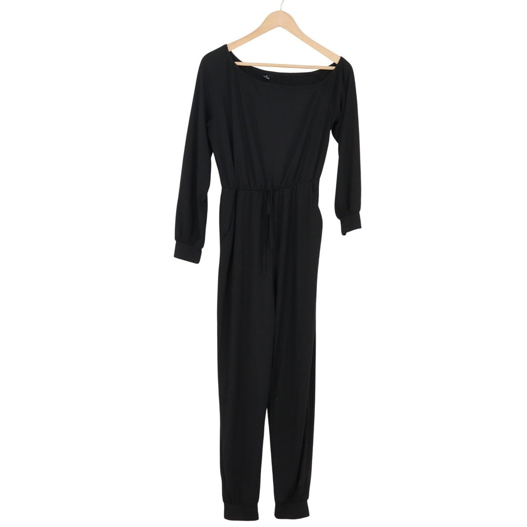 SHEIN Black Long Sleeve Drawstring Elastic Waist Jumper Jumpsuit Size M