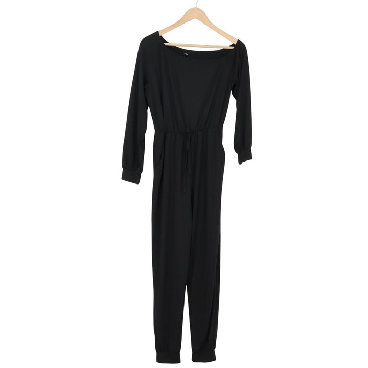 SHEIN Black Long Sleeve Drawstring Elastic Waist Jumper Jumpsuit Size M